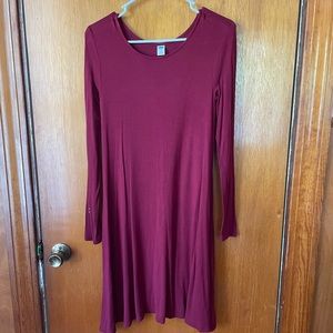 Long Sleeve Maroon Dress
